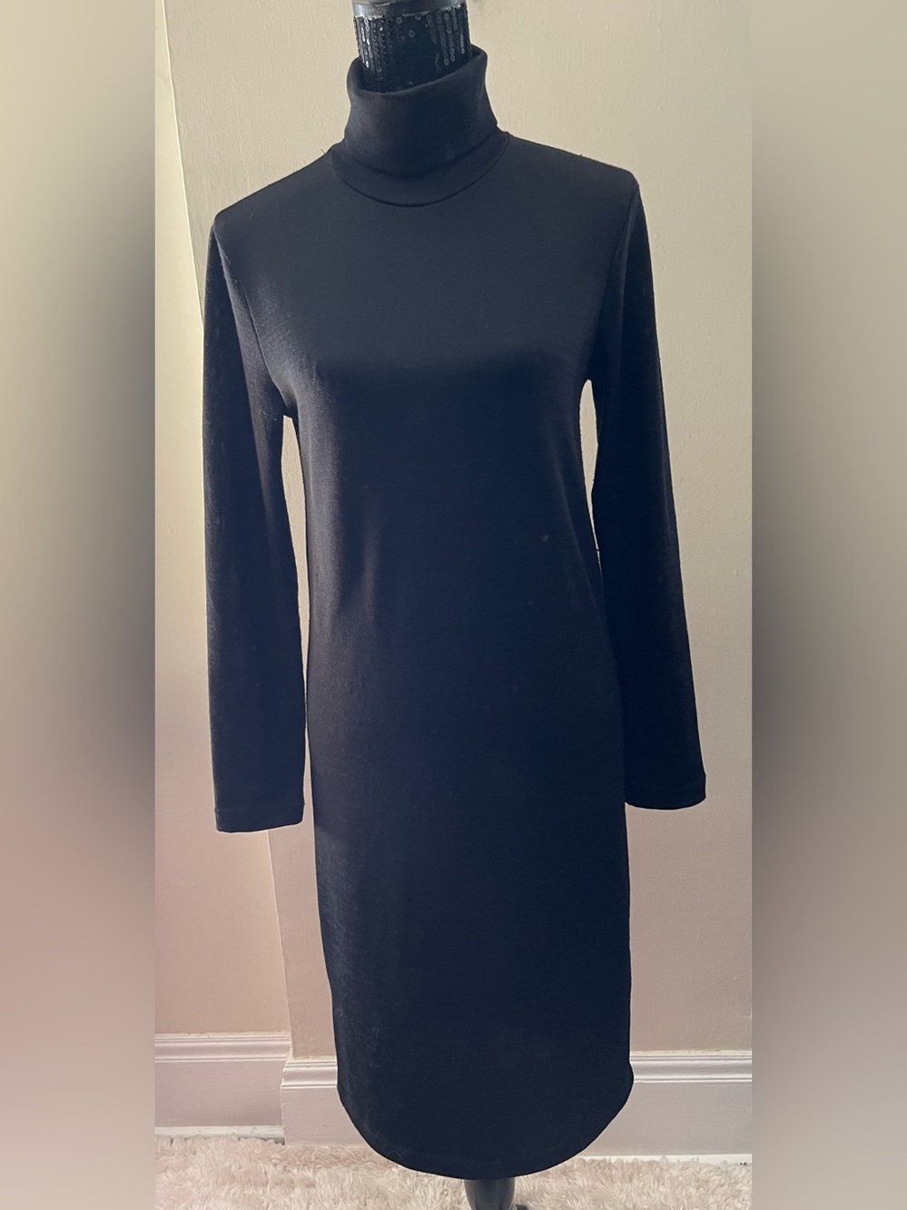 Vero Moda Black Long-Sleeve Turtleneck Dress Size L